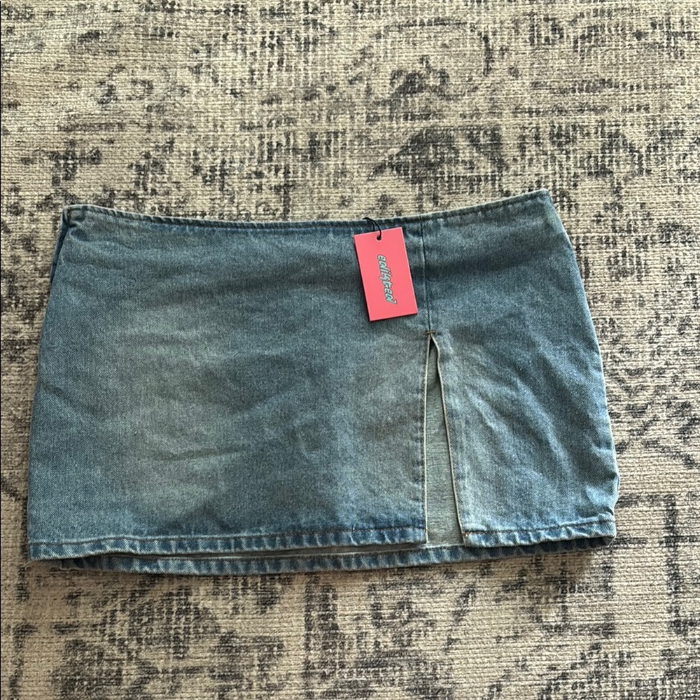 Garage Blue Mini Skirt with Slit for Night Out